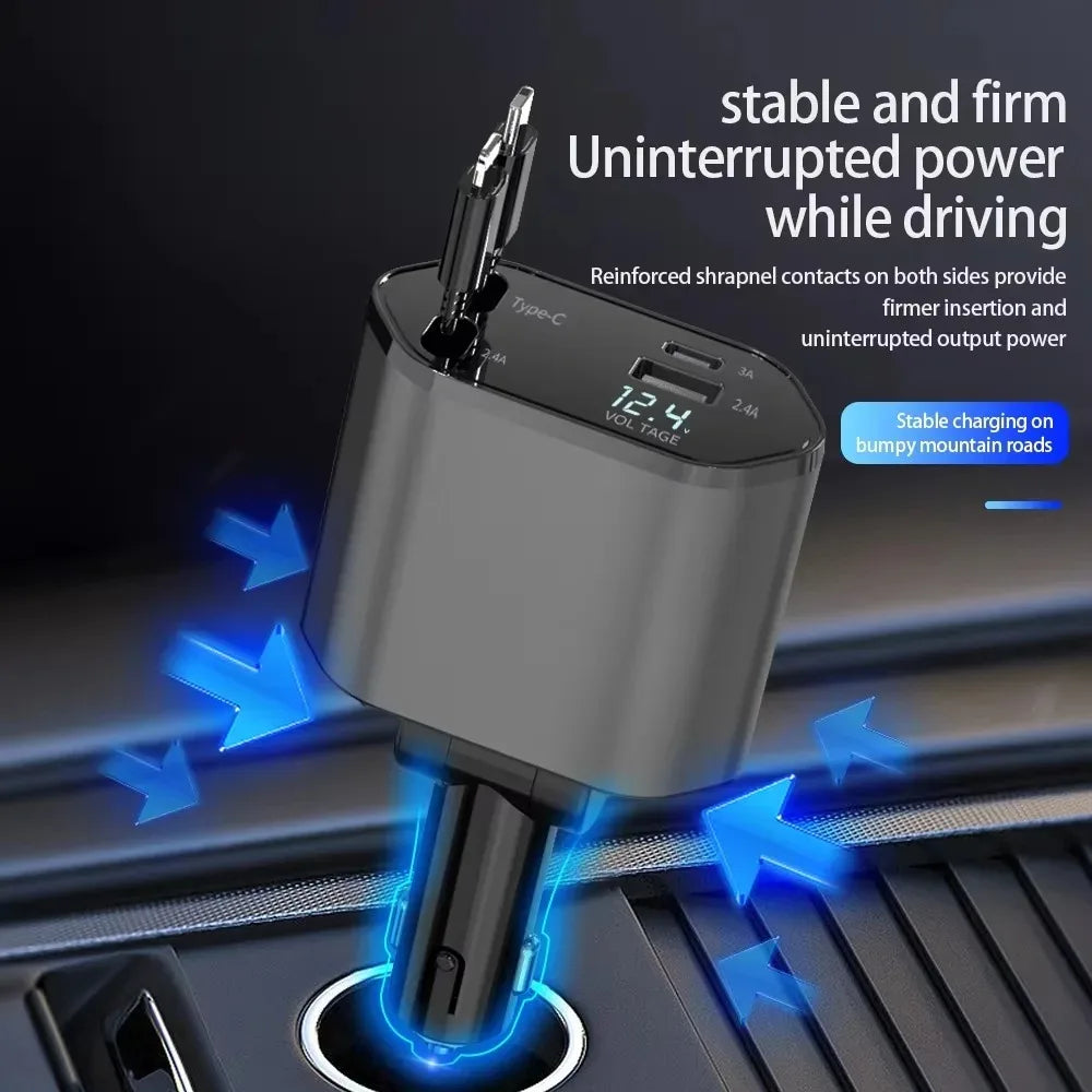 4-in-1 Telescopic Car Charger