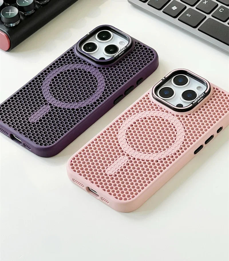 iPhone Honeycomb Grid Mesh Cooling Magsafe Wireless Charging Cover