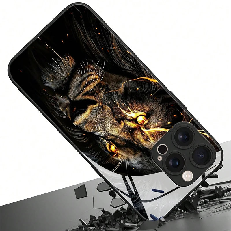 iPhone Lion Tempered Glass Phone Case