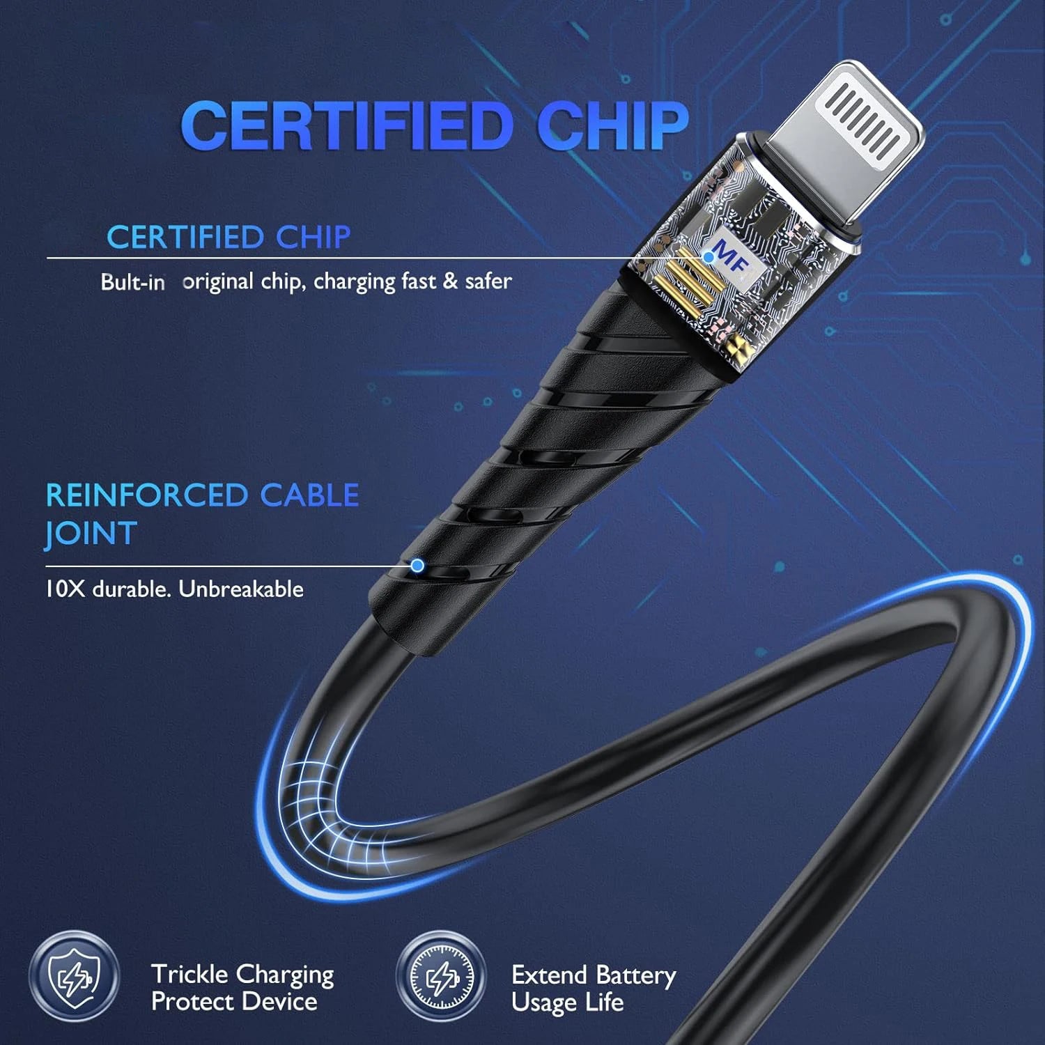 3A Fast Charging USB Cable For iPhone 11 12 13 14 Pro X XS Max 6 7 8 Plus SE iPad Cord Mobile Phone Charger Data Wire 2m 6FT