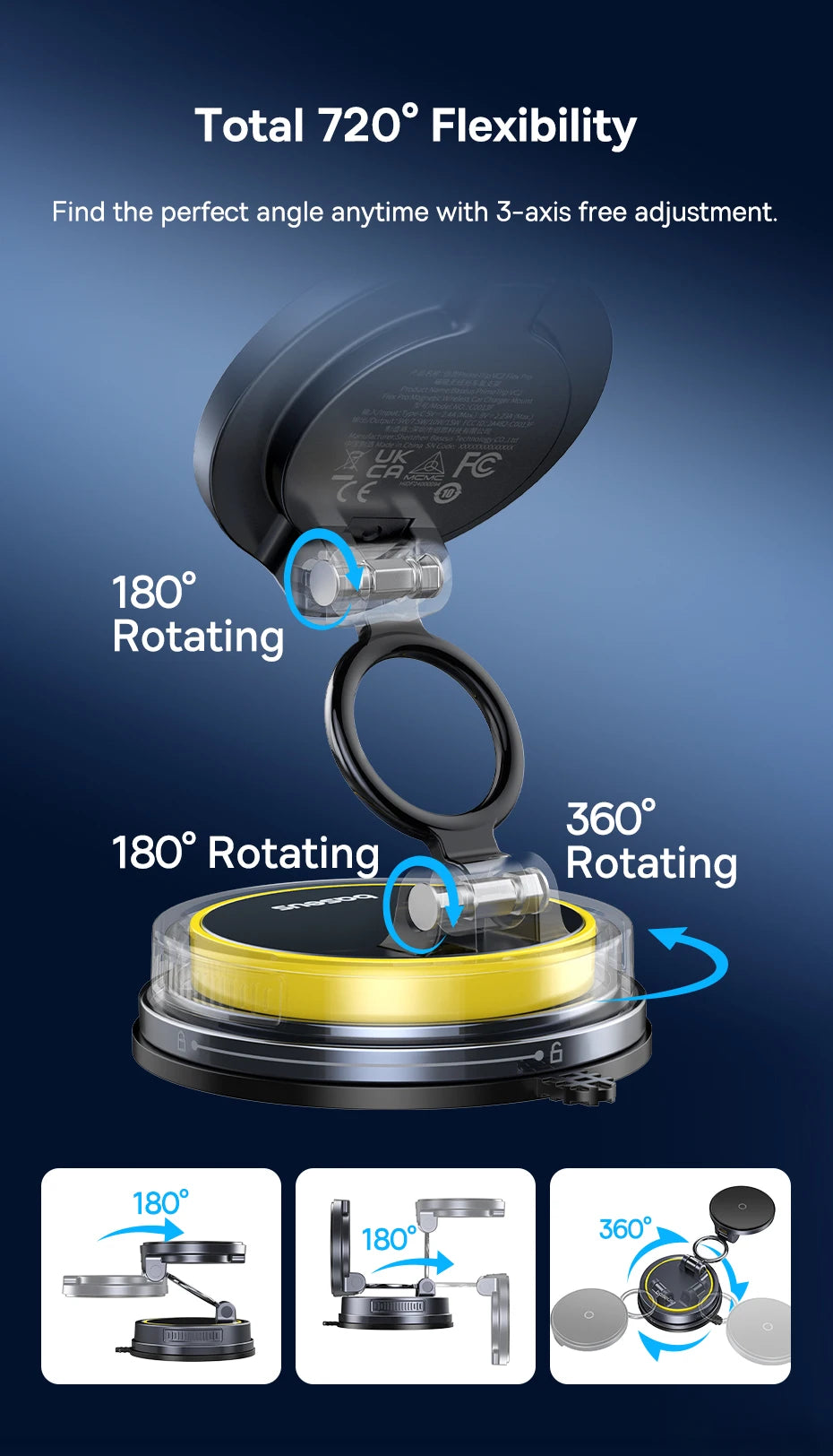 Baseus Wireless Charger Vacuum Magnetic Car Phone Holder