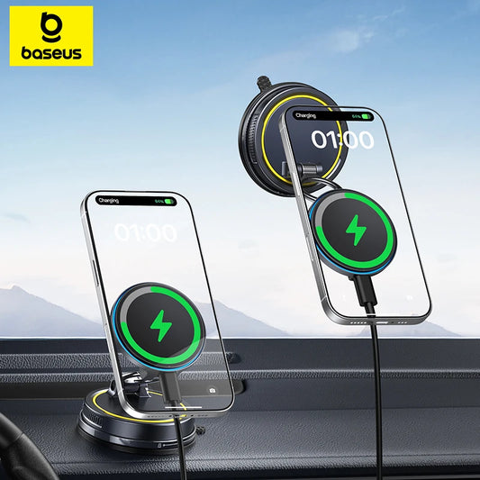 Baseus Wireless Charger Vacuum Magnetic Car Phone Holder