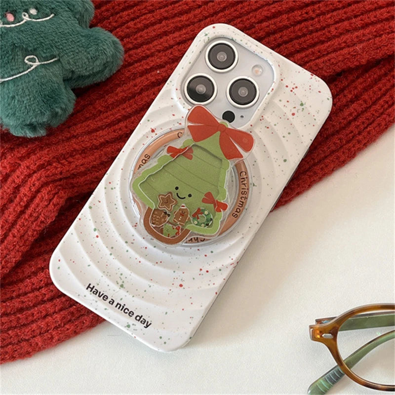 iPhone Korean Cute Quicksand Christmas Tree Magsafe Magnetic Smart Tok