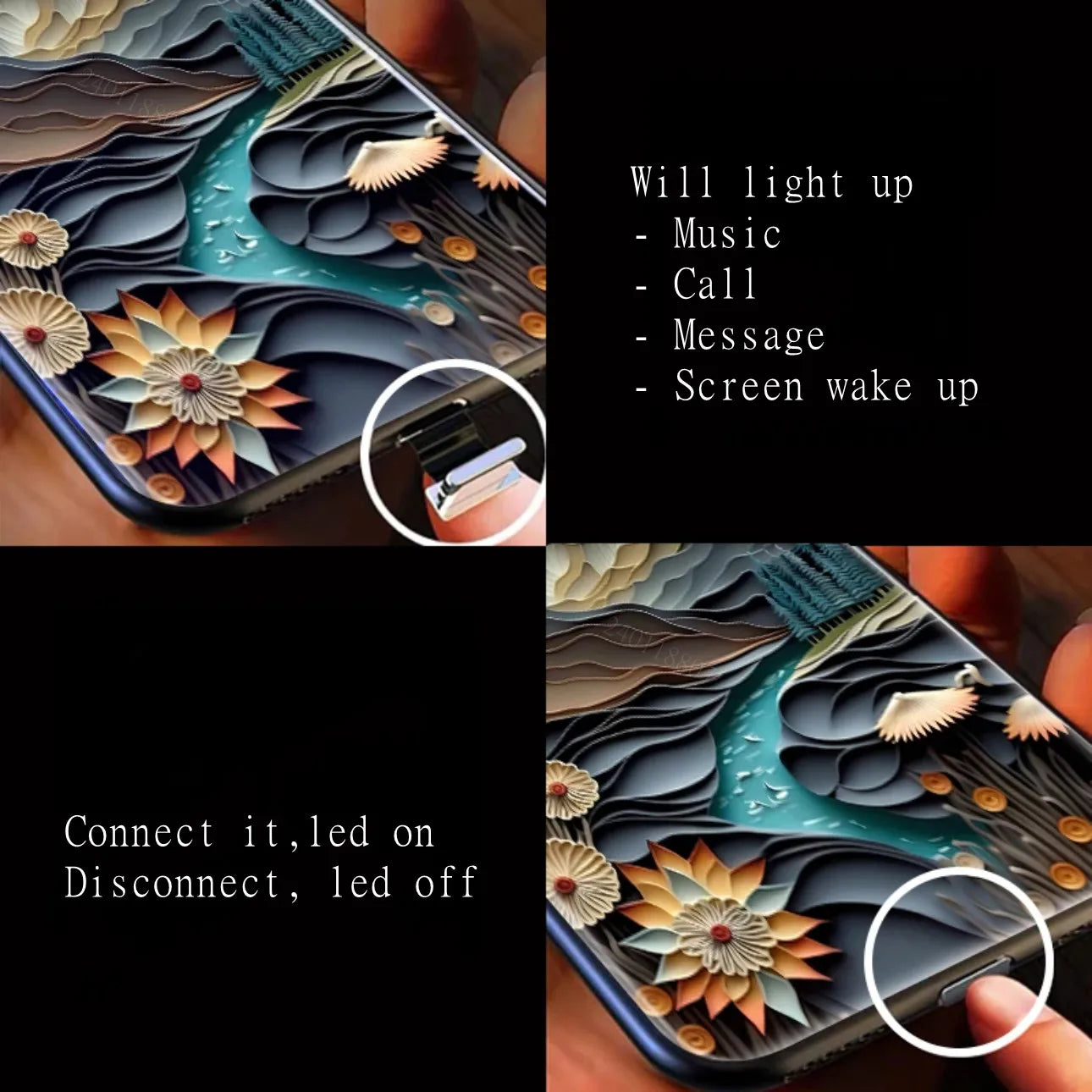 iPhone Japan Mount Fuji Glass Sound Control LED Flash Cases