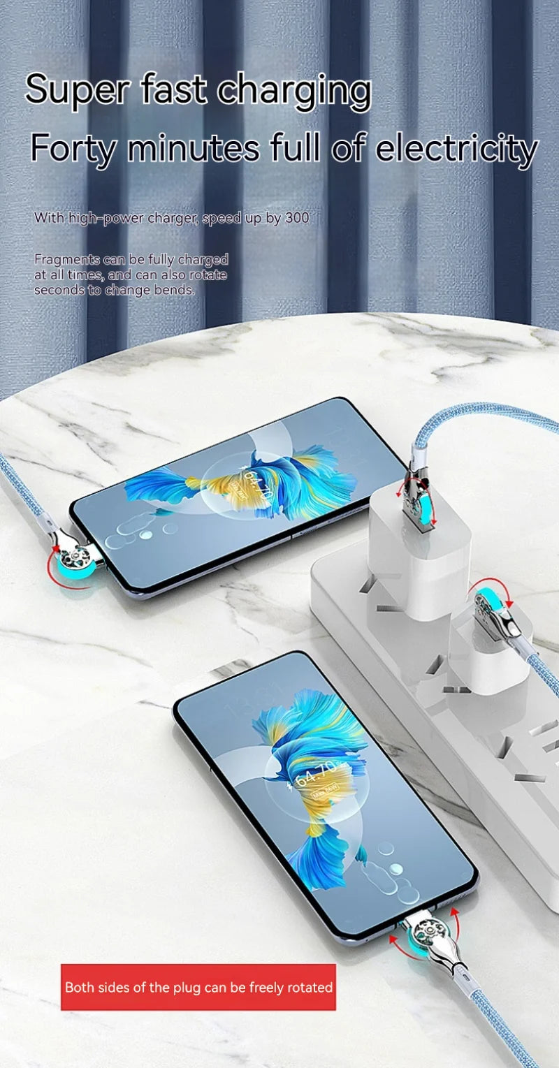 180 Degree Elbow Rotation USB A to Type C Cable