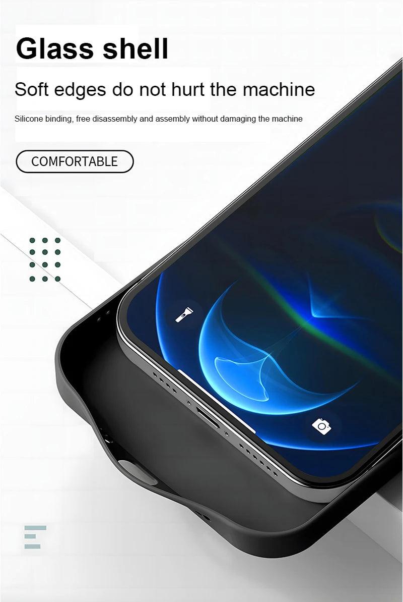 iPhone Winter Christmas Snowman Pattern Tempered Glass Phone Case