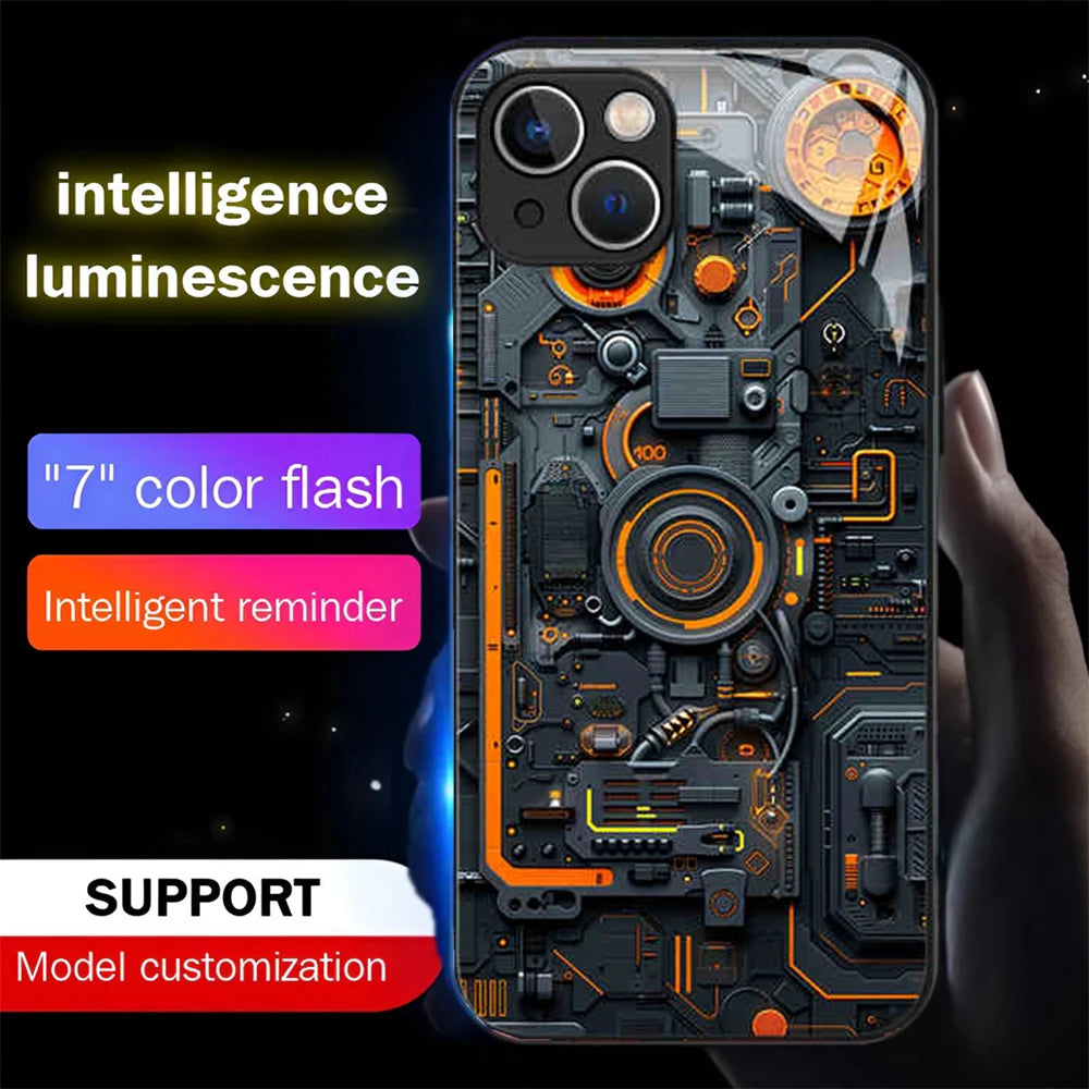 iPhone Tempered Glass Smart LED Phone Case Cover