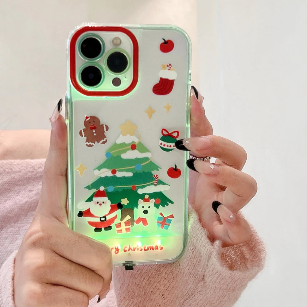 iPhone Light Up Flash Christmas Snowman Santa Claus Phone Case