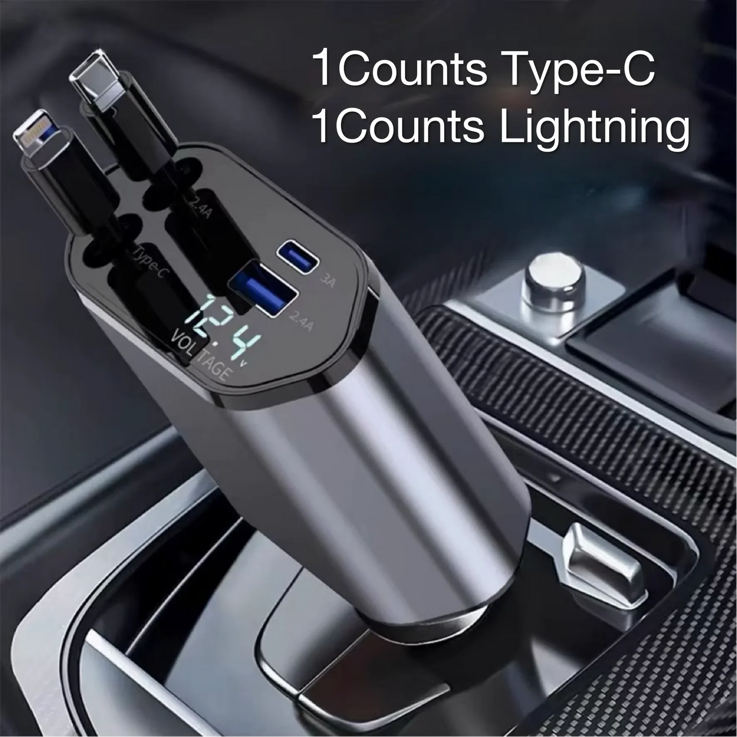 4-in-1 Telescopic Car Charger
