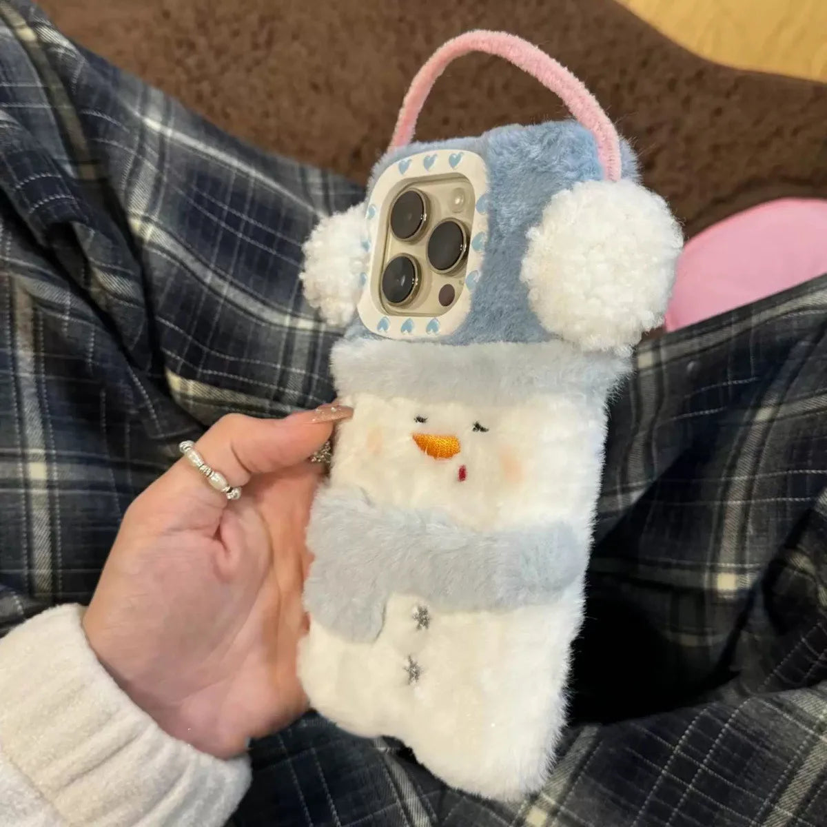 iPhone Winter Plush Snowman Christmas Shockproof Cover