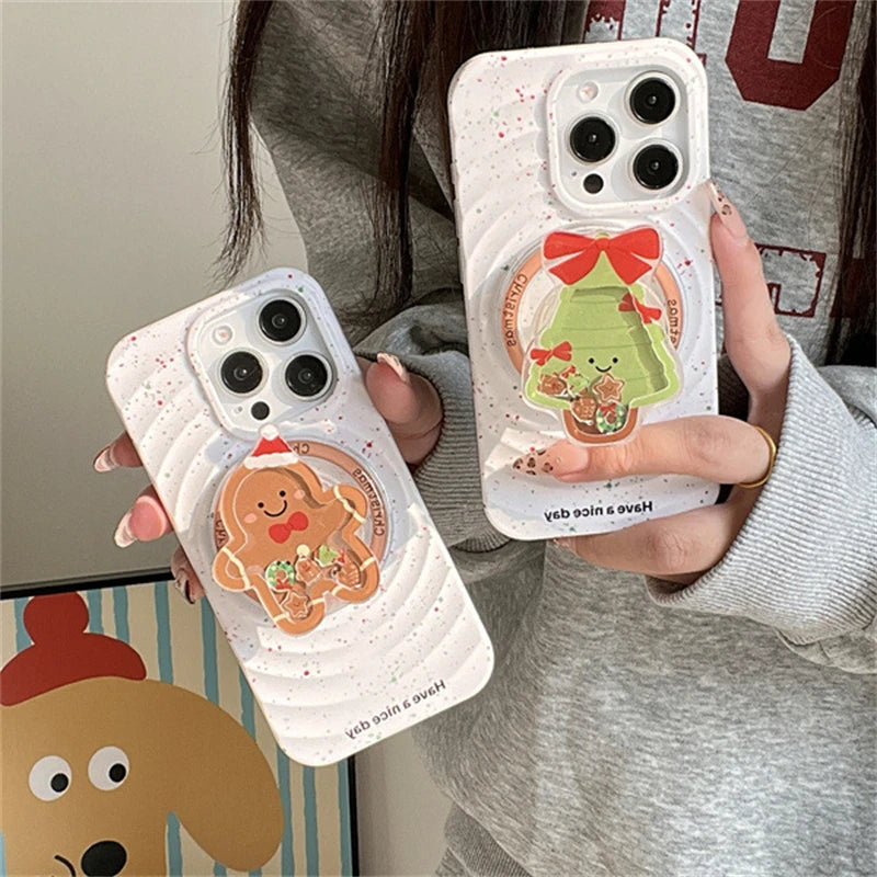 iPhone Korean Cute Quicksand Christmas Tree Magsafe Magnetic Smart Tok
