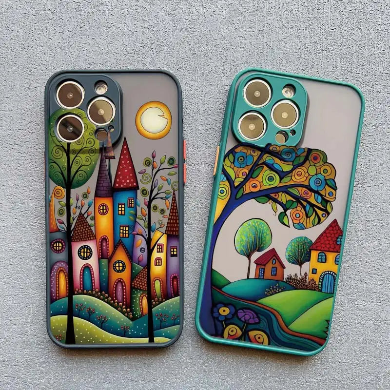 iPhone Painted Forest House Shockproof Back Cover