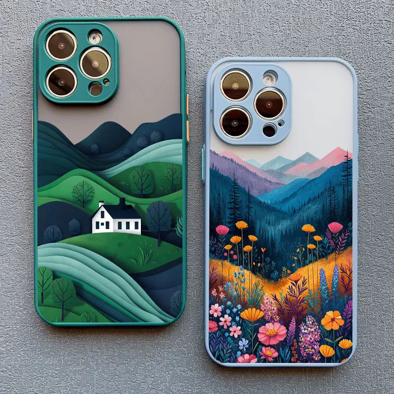 iPhone Mountain Forest Village Shockproof Back Covers