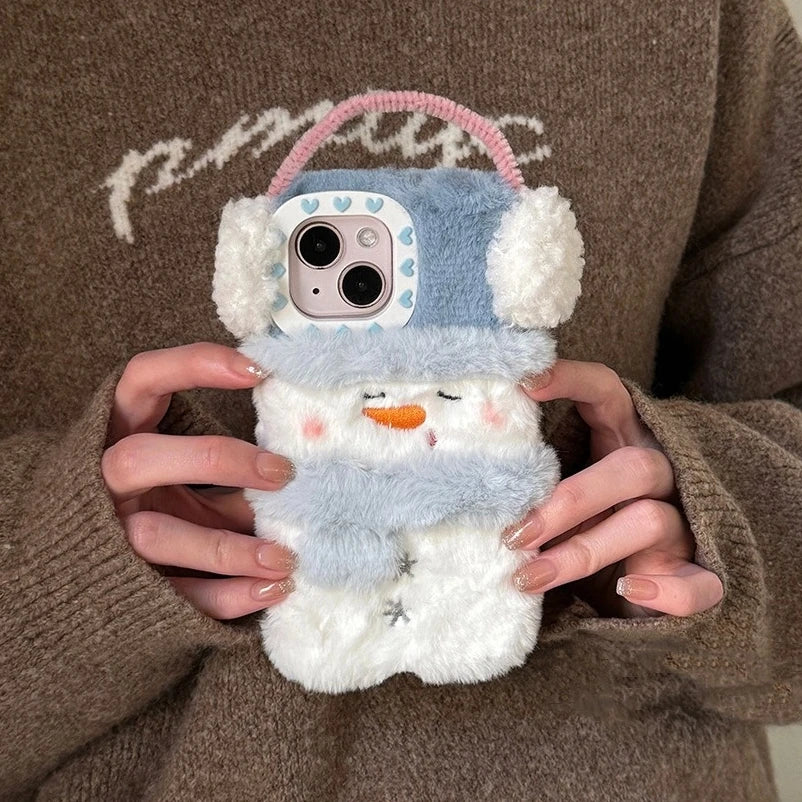 iPhone Winter Plush Snowman Christmas Shockproof Cover