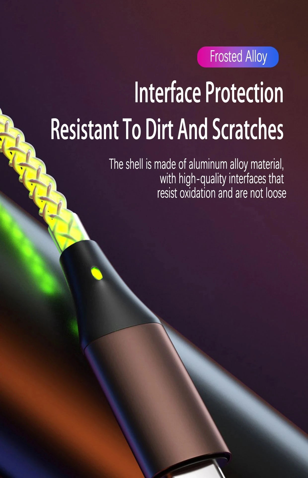 6A Fast Charging Light Gradient Car Charging Cable USB 3 In 1 Universal