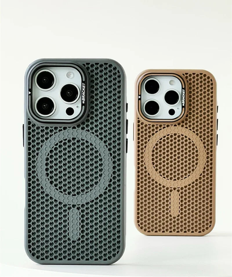 iPhone Honeycomb Grid Mesh Cooling Magsafe Wireless Charging Cover